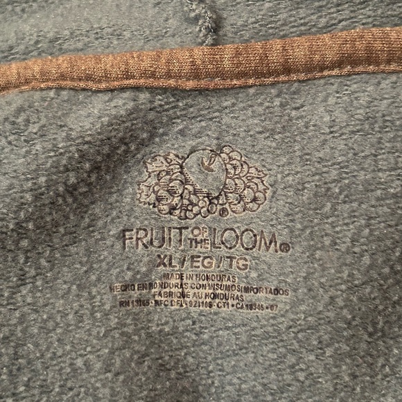 Faded Blue Fruit Of Loom Zip-Up Hoodie - Picture 7 of 7